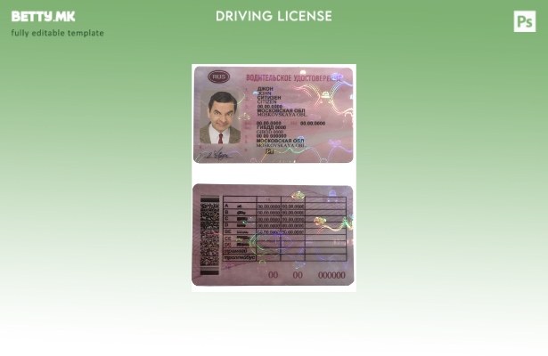 Шаблон за возачка дозвола во Русија во модерен стил